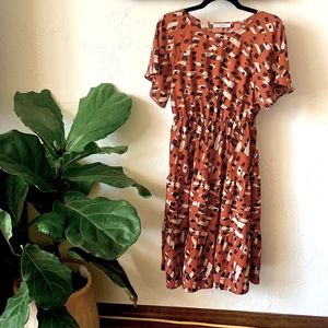 midi-length flutter sleeve dress